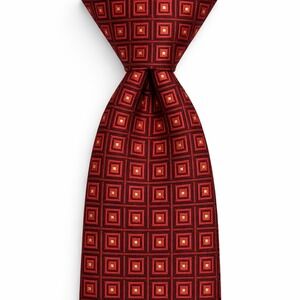 Vintage 90s Brooks Brothers Makers Silk Geometric Men Neck Tie Red Made in USA